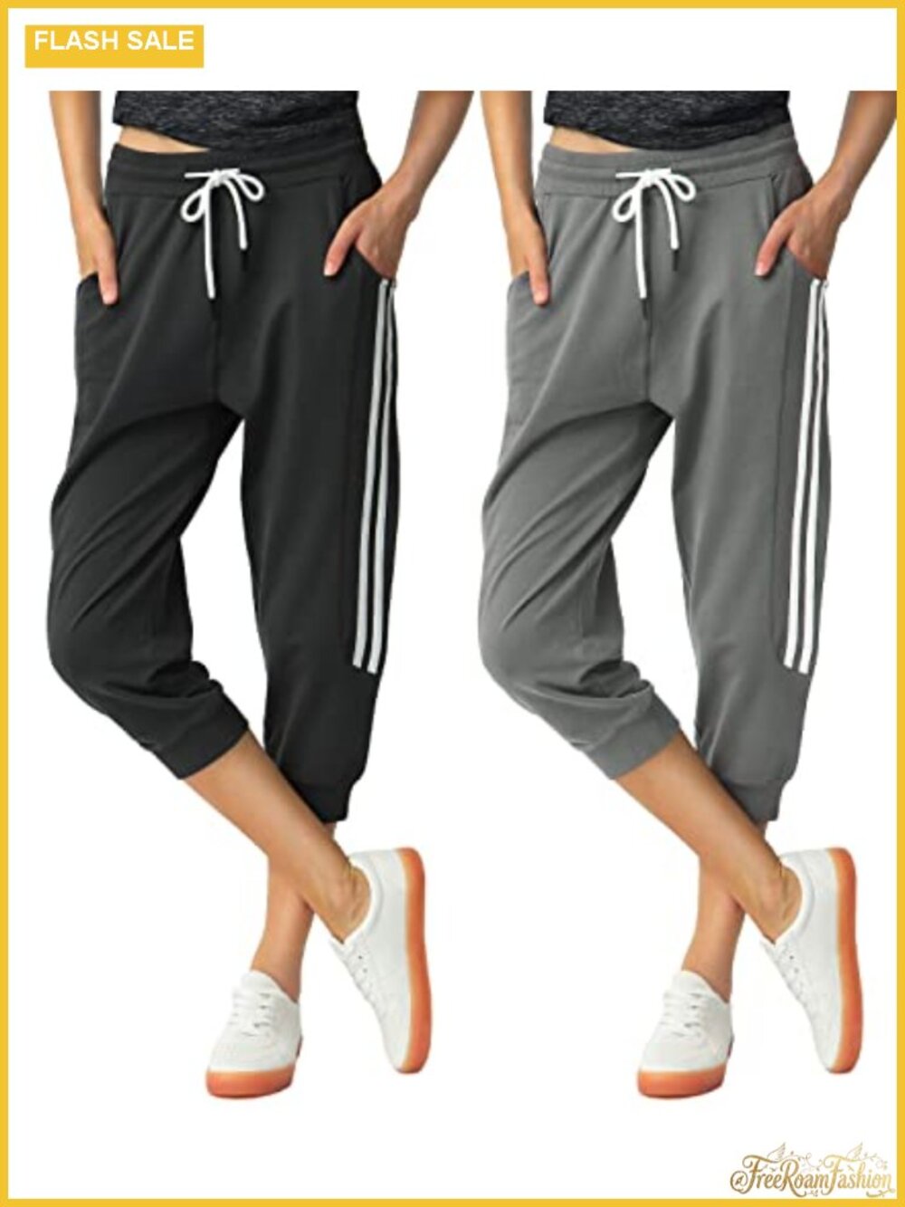 2 Pack Capri Sweatpants 95% Cotton Drawstring